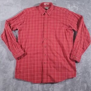 LL Bean Button Down Shirts Mens XL Tall Red Plaid Wrinkle Free Traditional Fit